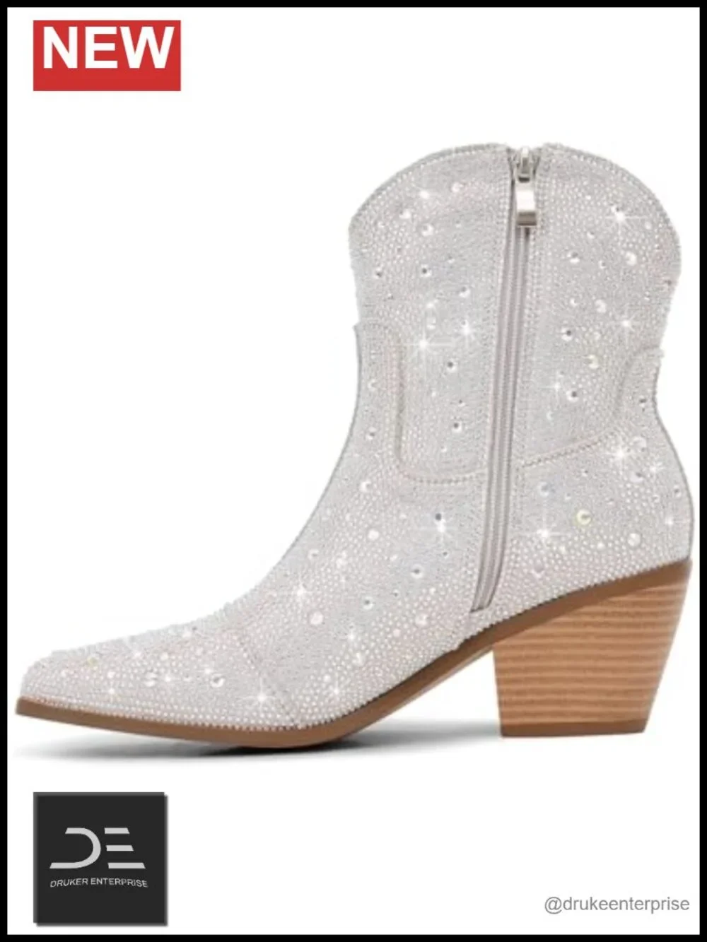 Rhinestone Cowgirl Boots Sparkly Ankle Boots for Women